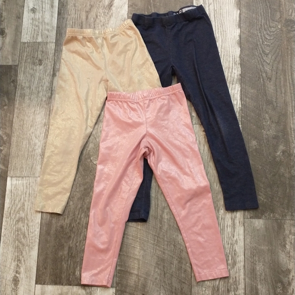 Girls Medium Leggings Pink Tan Blue - Picture 1 of 4